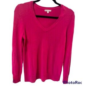 Gap Luxe Sweater Womens Small Pink Angora V-Neck layering casual preppy feminine